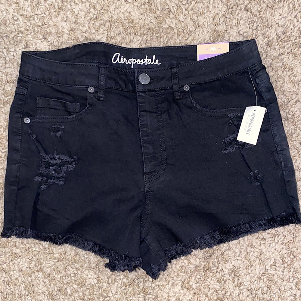 Black Jean Shorts Aeropostale - Size 10 High Ride Shorty Jean Shorts - New